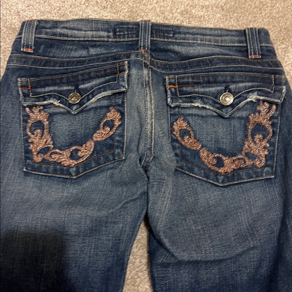 Kan Can  low rise Dark Blue Women's Boot Cut Jeans